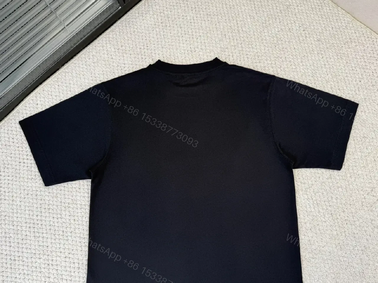 View 10 of Black Cotton Tee — Modern Luxe Graphic Statement Top