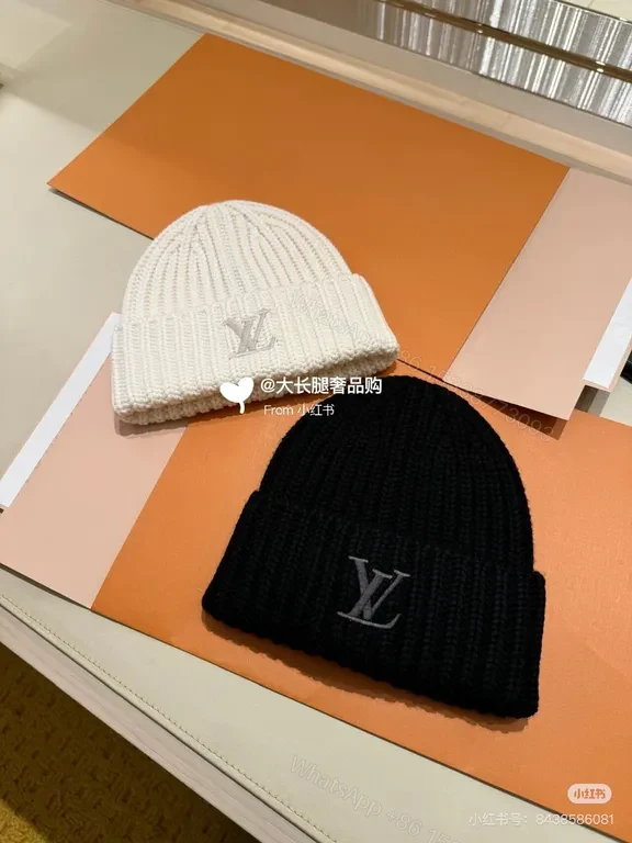 View 4 of Textured Knit Beanie: Luxe LV-Inspired, Subtle Monogram Edge