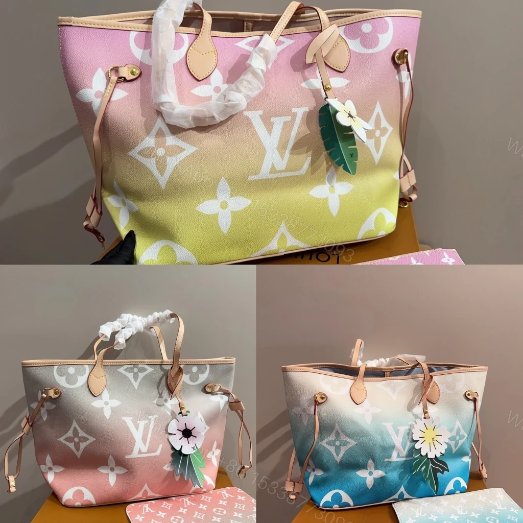 View 9 of Louis Vuitton Neverfull MM By The Pool Monogram Giant Yellow Pink 31Cm M45680