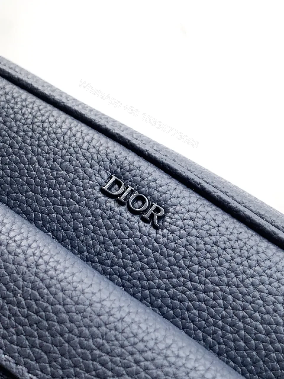 View 5 of Navy Leather Compact Messenger Bag: Mini Dior-Influenced Style