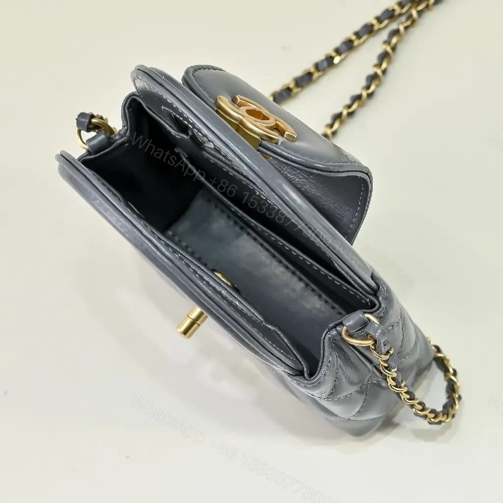 View 5 of Quilted Leather Mini Bag with Gold Turn-Lock, Compact Style