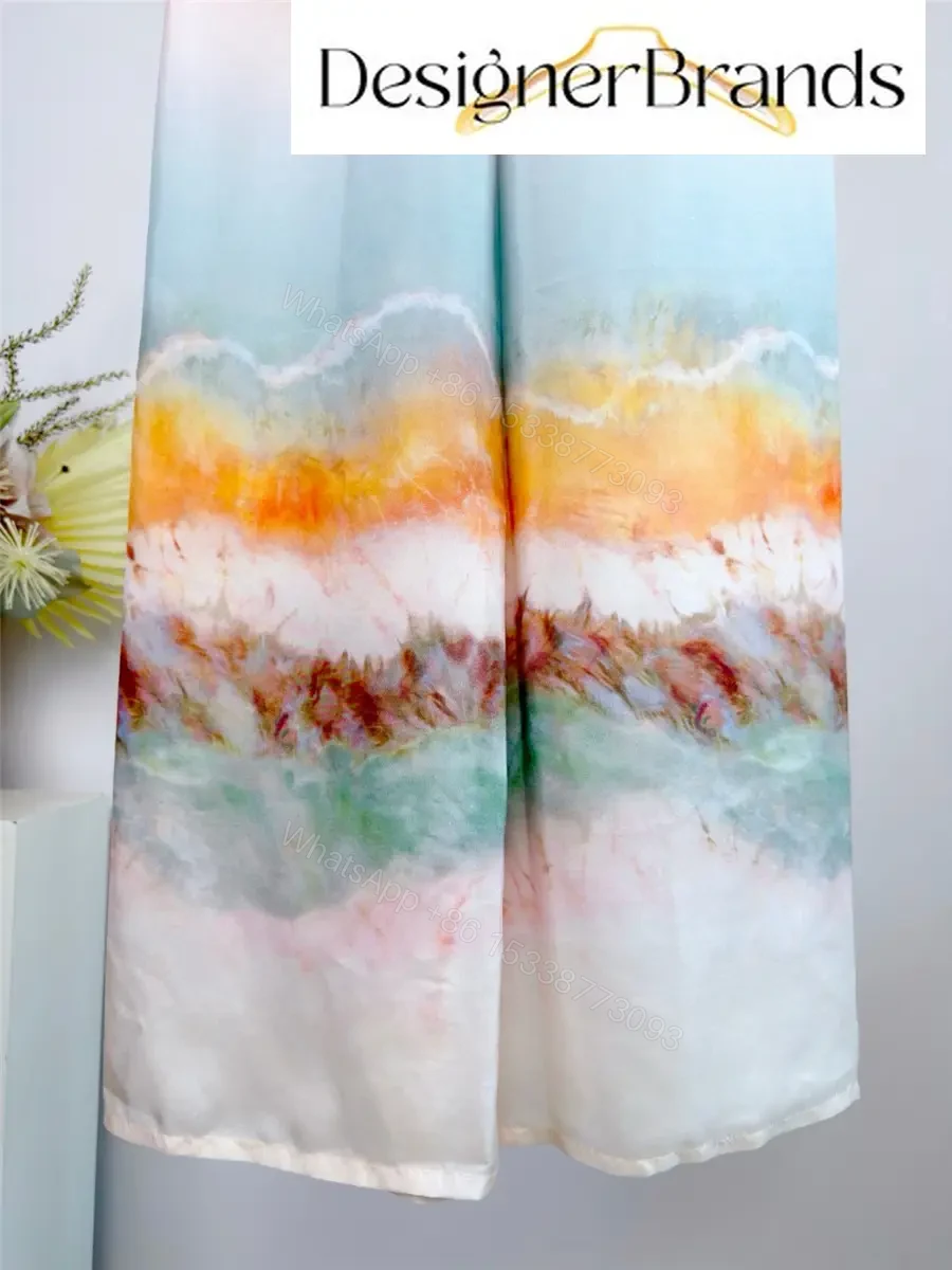View 8 of Zimmermann Daylight Silk Tie-Dye Wide-Leg Pants