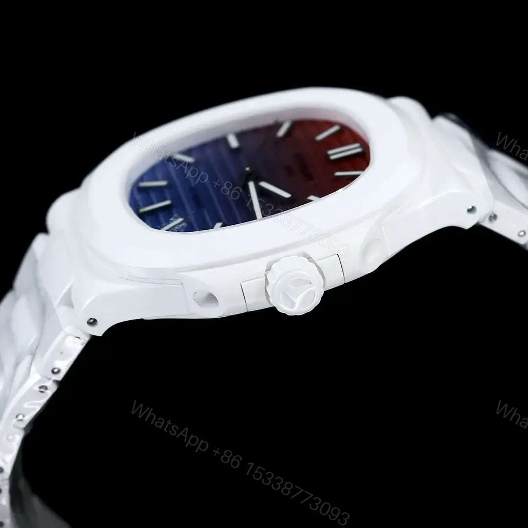 View 5 of Patek Philippe Gradient Nautilus Watch White Ceramic Bracelet Ultimate 40MM PP-NAU-GRAD-PBL-WCER40