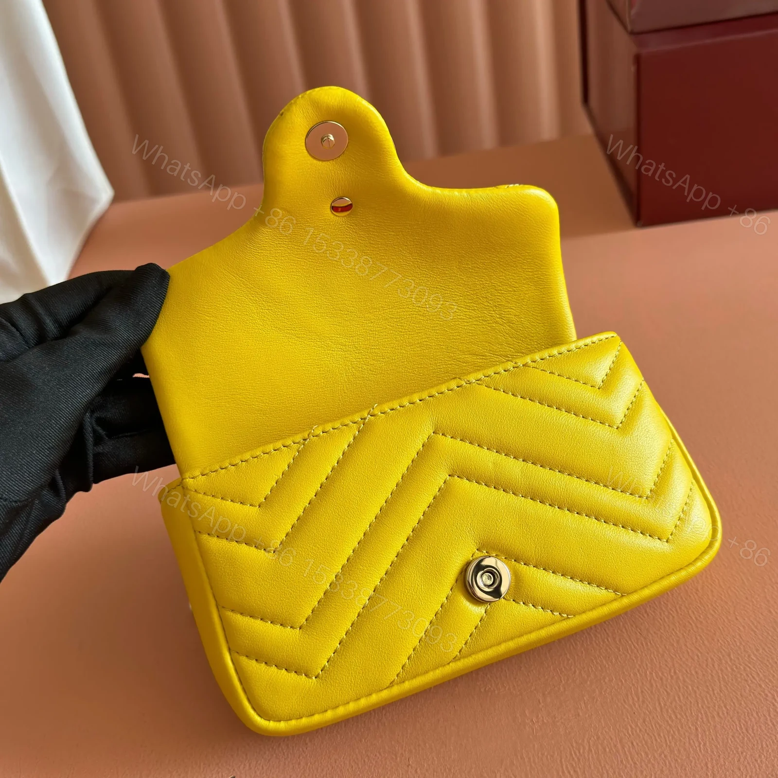View 4 of GUCCI GG MARMONT BAG 16 IN YELLOW LAMBSKIN