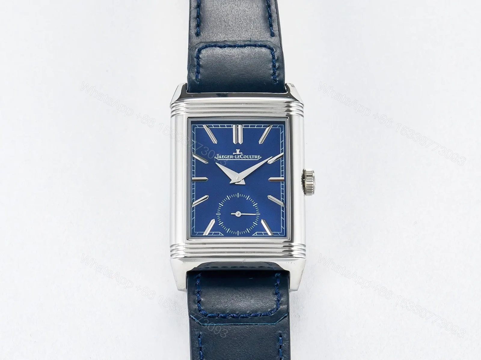 View 22 of Reverso Tribute Duoface Small Seconds SS MGF Best Edition Blue Dial on Blue Leather Strap A854A