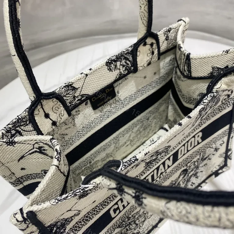 View 5 of Statement Pattern Tote: Graphic Dior-Inspired Canvas Tote