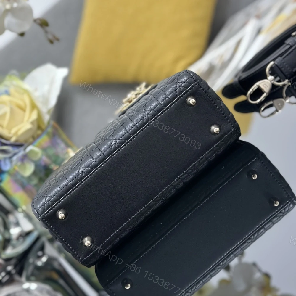 View 4 of 高仿Dior*Lady系列M053M900小羊皮手袋幸運星黑色小號免檢版