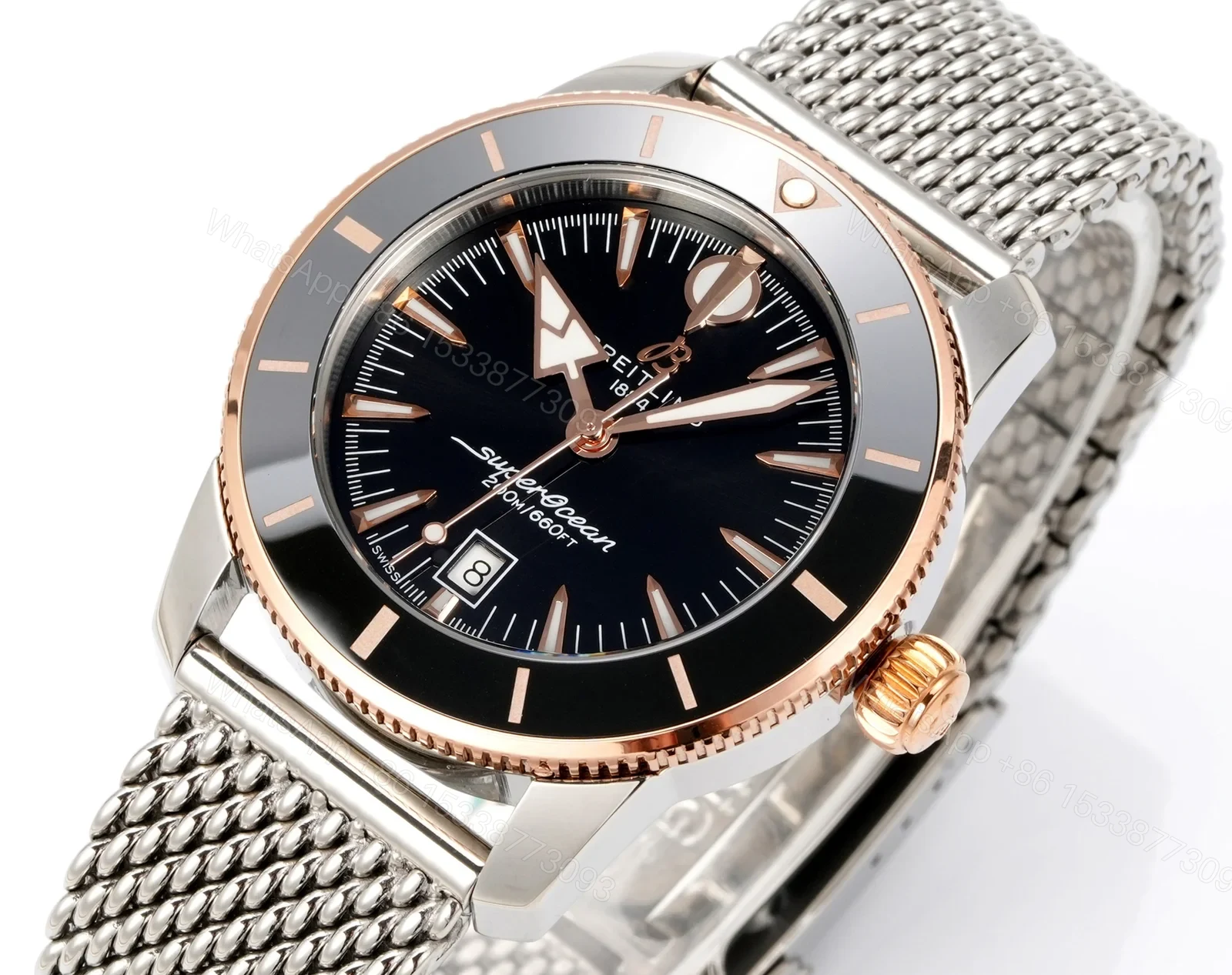 View 4 of Breitling Superocean Heritage B31 Automatic 42 Stainless Steel – Red Gold Black Milanese UB3111241B1A1
