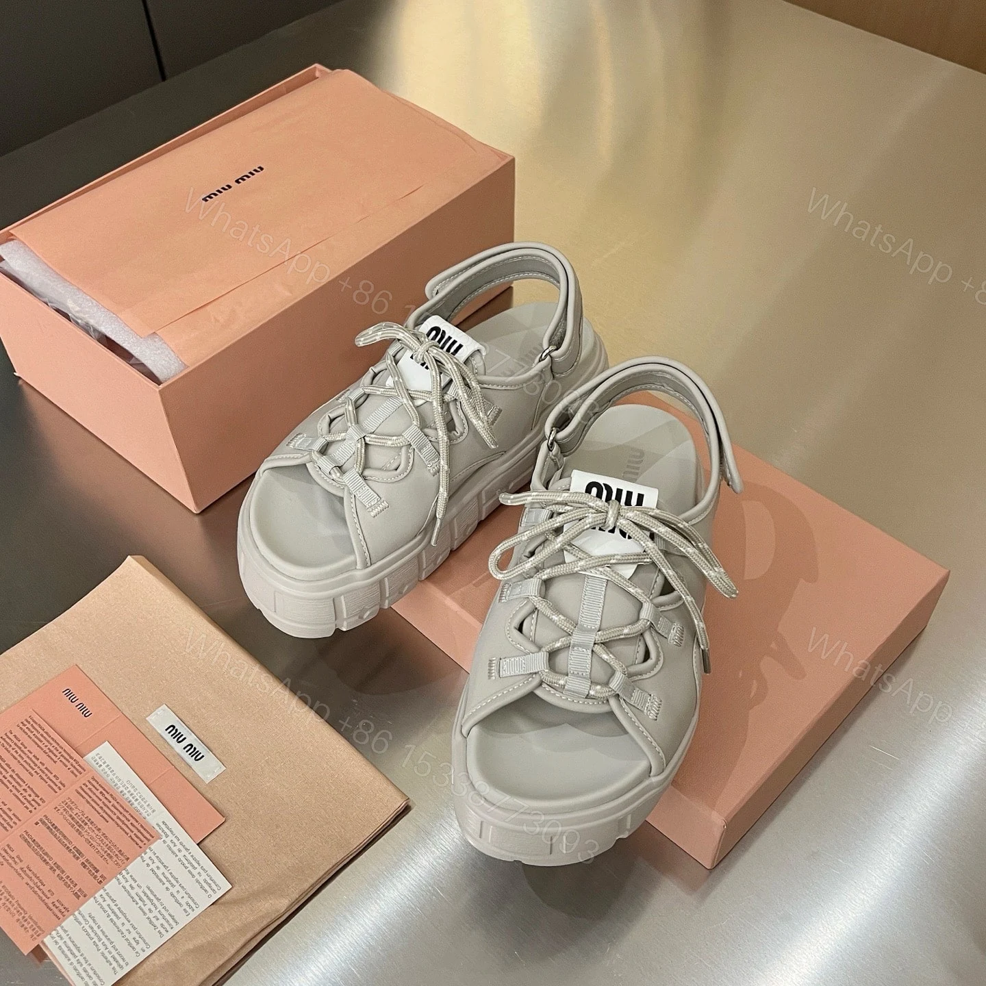 View 3 of MIUMIU CHUNKY NEOPRENE SANDALS CHALK 5X418E 30K F0354 F 050
