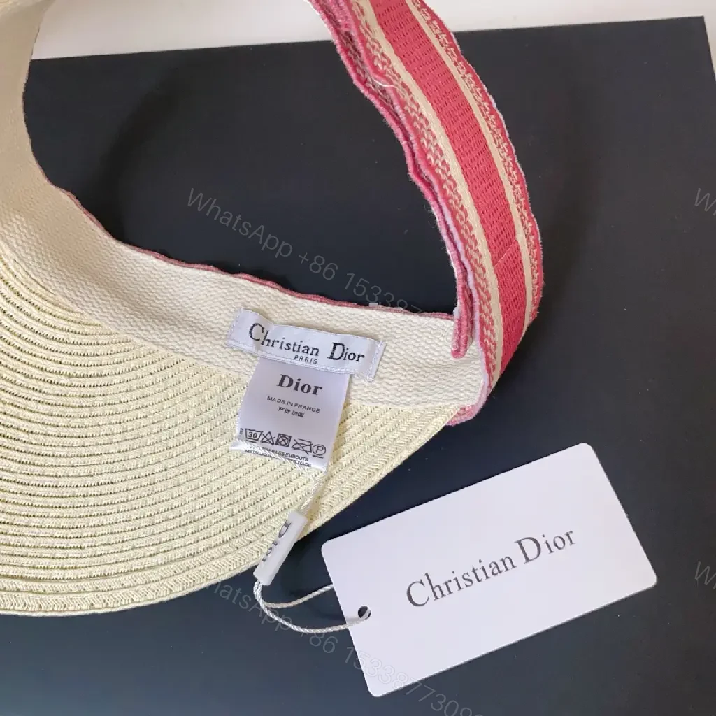 View 10 of Beige Straw Visor + Premium Weave + Chic + Signature Branding + Visor