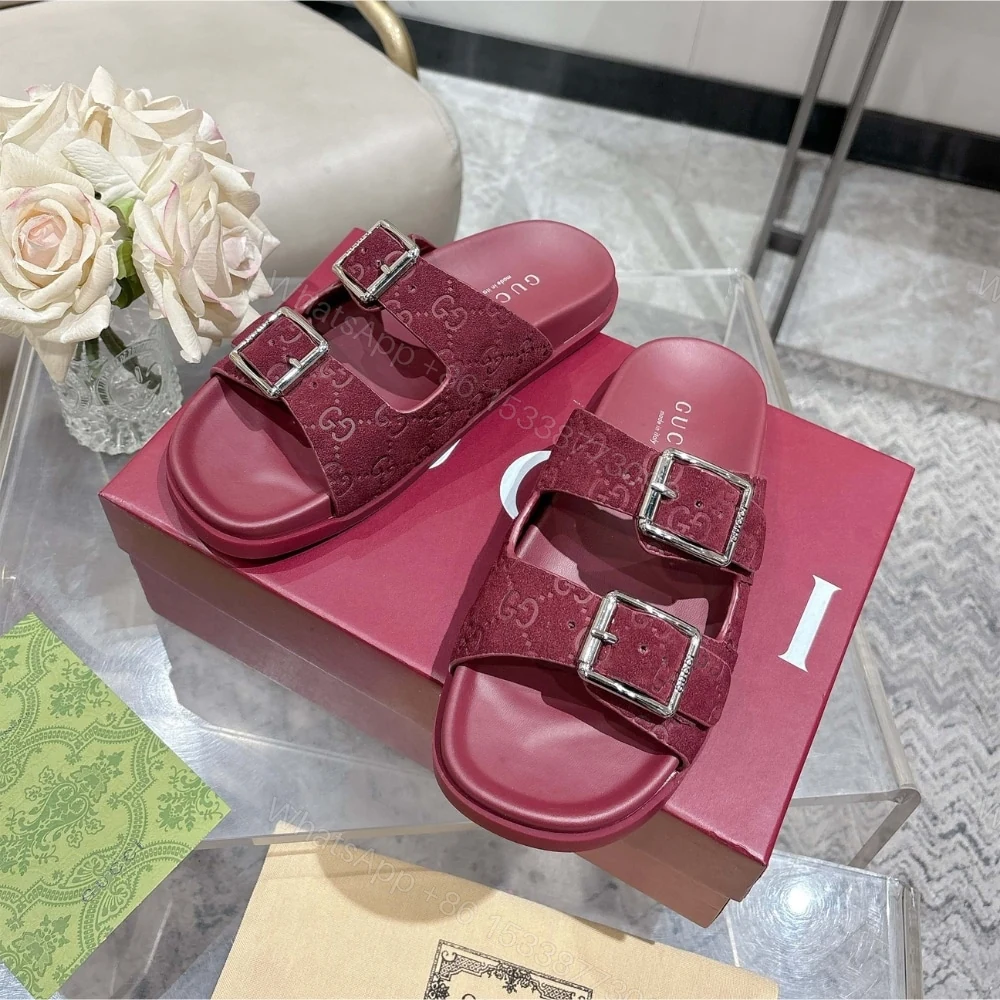 View 5 of GUCCI WOMEN’S SLIDE SANDAL BURGUNDY