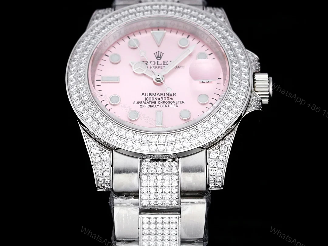 View 3 of Rolex Full Iced Diamond Dial Three-Link Bracelet Luxury Watch 42mm Ultimate Edition RG-ROLEX-FULL-ICED-DIAMOND-42