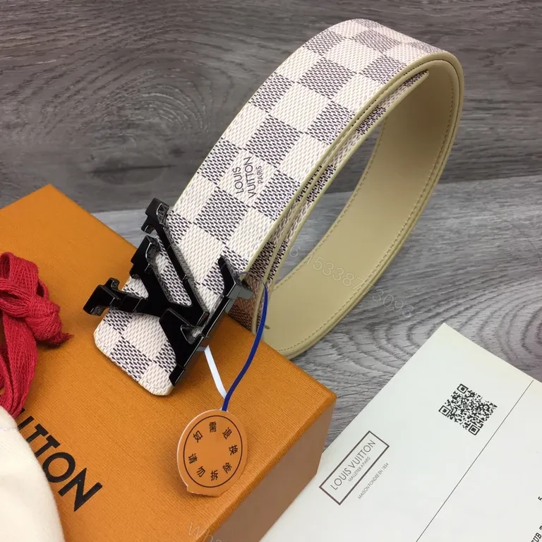 View 8 of Louis Vuitton Damier Belt: Signature Checker, Matte Buckle, Luxury Comfort