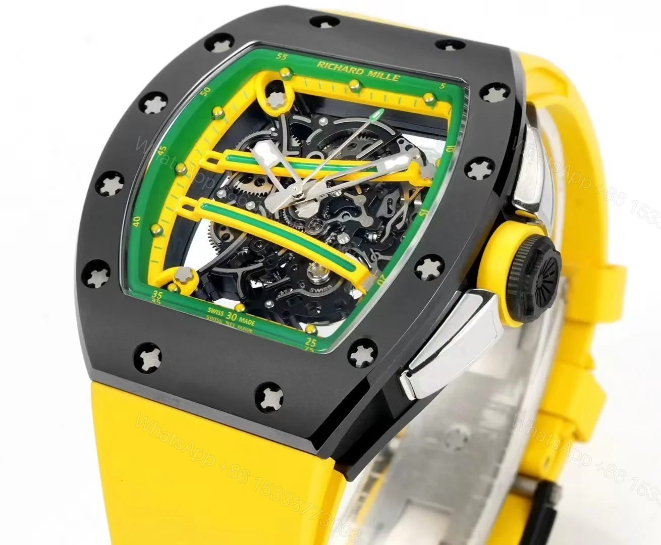 View 4 of Richard Mille RM61-01 Watch TZP-N Zirconia Ceramic NTPT Carbon Fiber Skeleton Dial RMUL2 Manual Winding Movement Suspended Bridge Luxury Sports Edition RM61-01-TZP-NTPT-RM2-SB