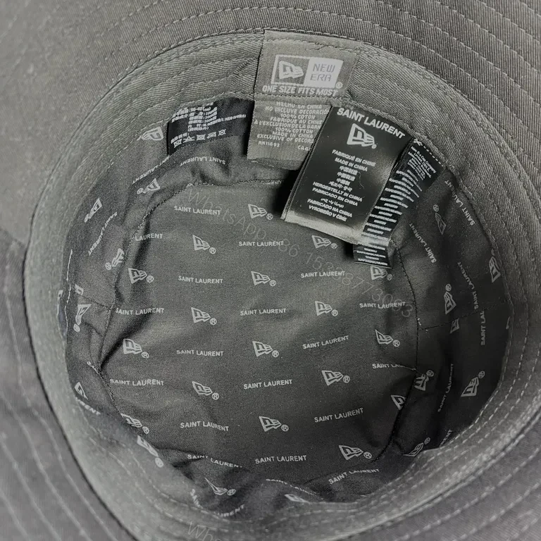 View 4 of Taupe-Brown YSL-Influenced Structured Bucket Hat