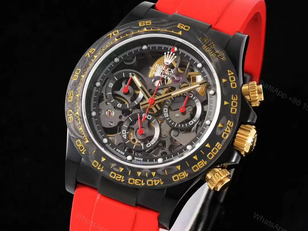 View 2 of Bold red gold daytona replica 40MM Carbon Skeleton Edition RG-DAYTONA-CARBON-RED-GOLD