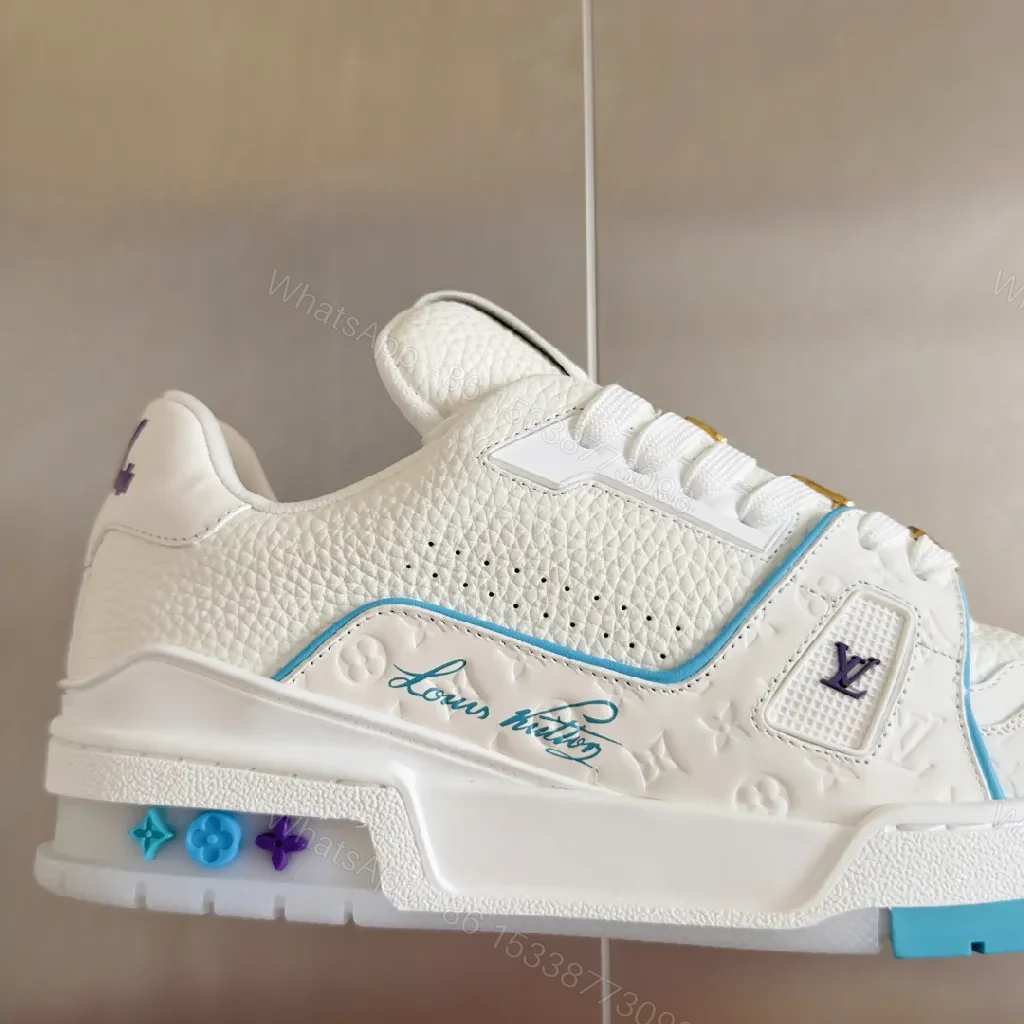 View 4 of Premium White Leather High-Tops with Textured Accents