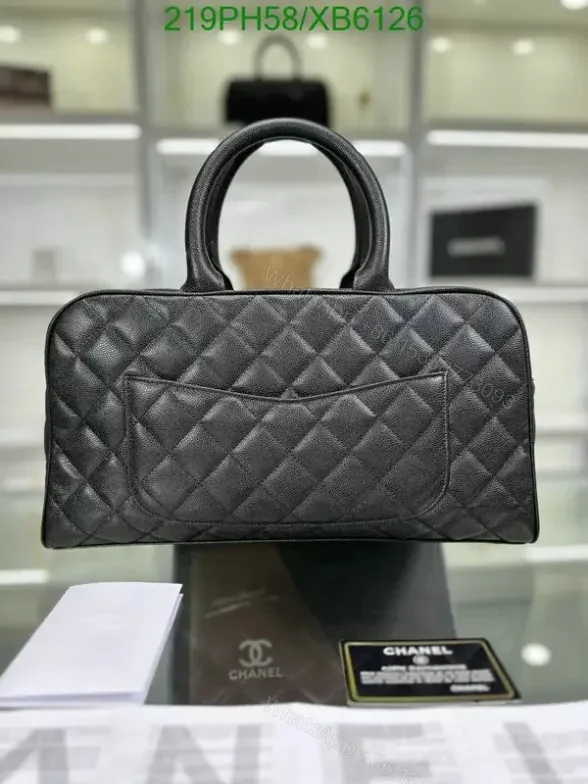 View 5 of Chanel Mini Boston Bag in Quilted Leather XB612665 1:1 Mirror