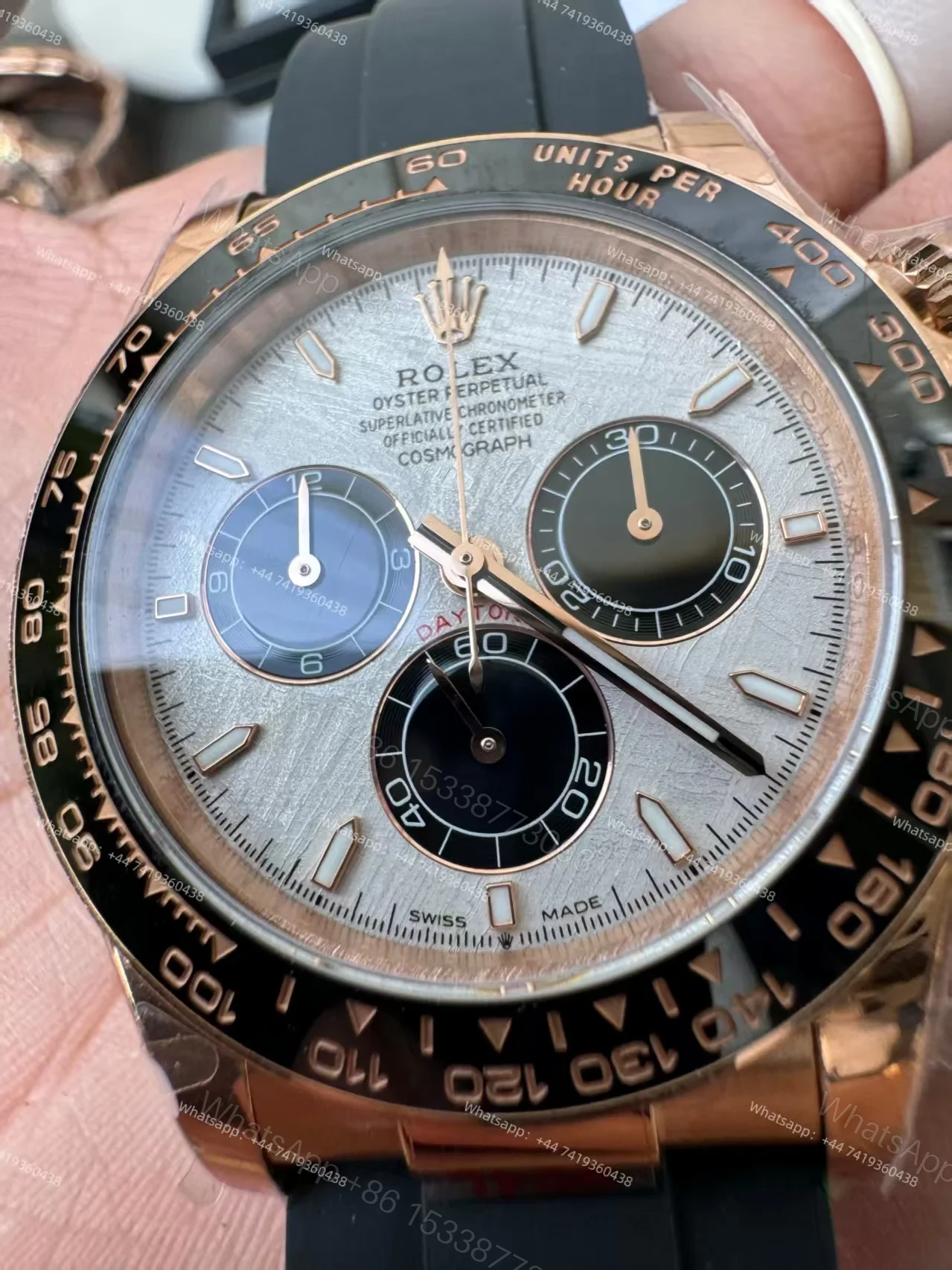 View 6 of Rolex Super Clone Daytona M126515LN-0008 Rose Gold Meteorite Dial 4131 Movement