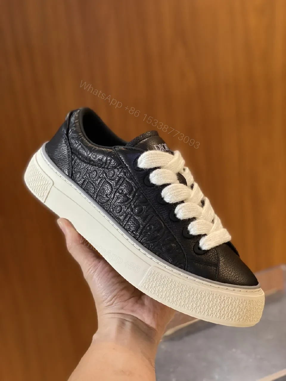 View 4 of Beige Leather Low-Top Sneakers with Subtle Designer Edge