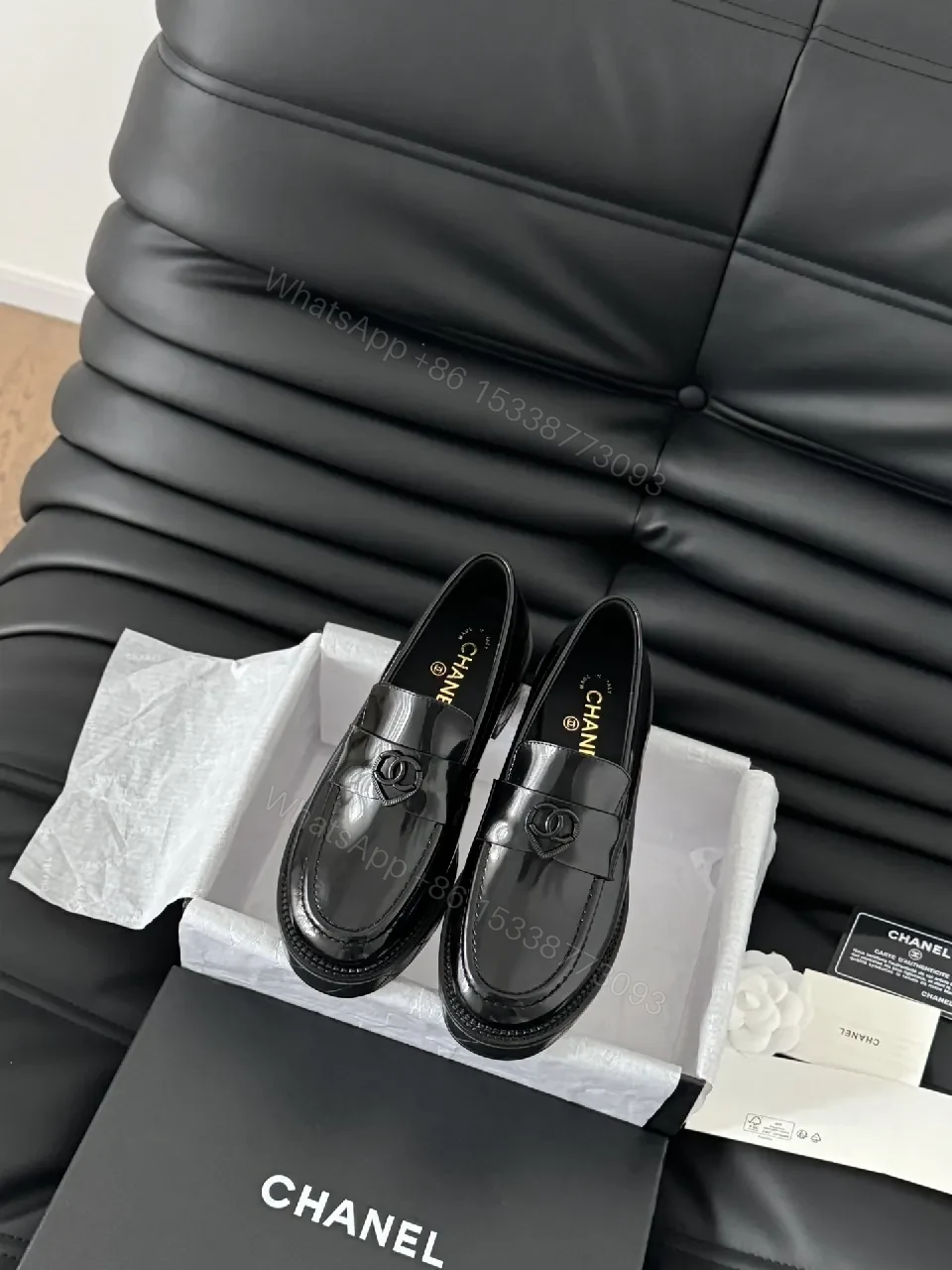 Black Patent Leather Loafers | Classic Style, Subtle Double-C Hardware, All-Day Comfort — view 1