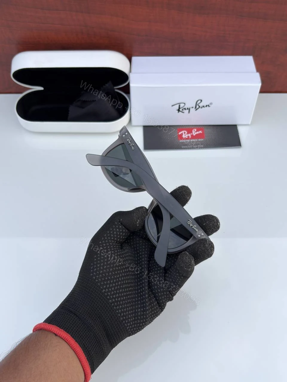 View 3 of First Copy Ray Ban 2140 Wayfarer Slant Grey Black Men’s Sunglasses Glass Quality