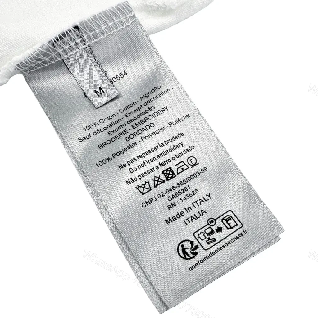 View 5 of White Cotton Tee - Handwritten Blue Dior Print, Relaxed Fit, Easy Luxury