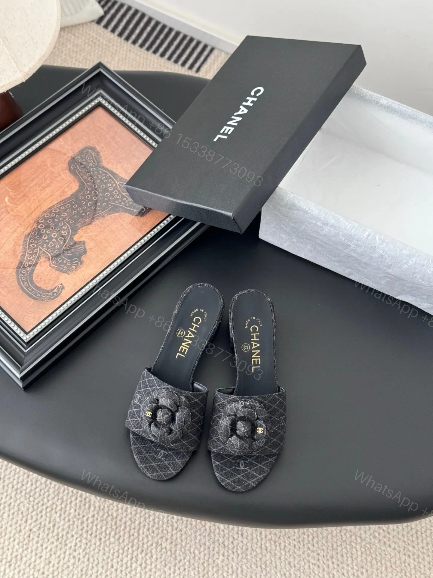 Chanel Women Black Fabric Quilted Mules — view 1
