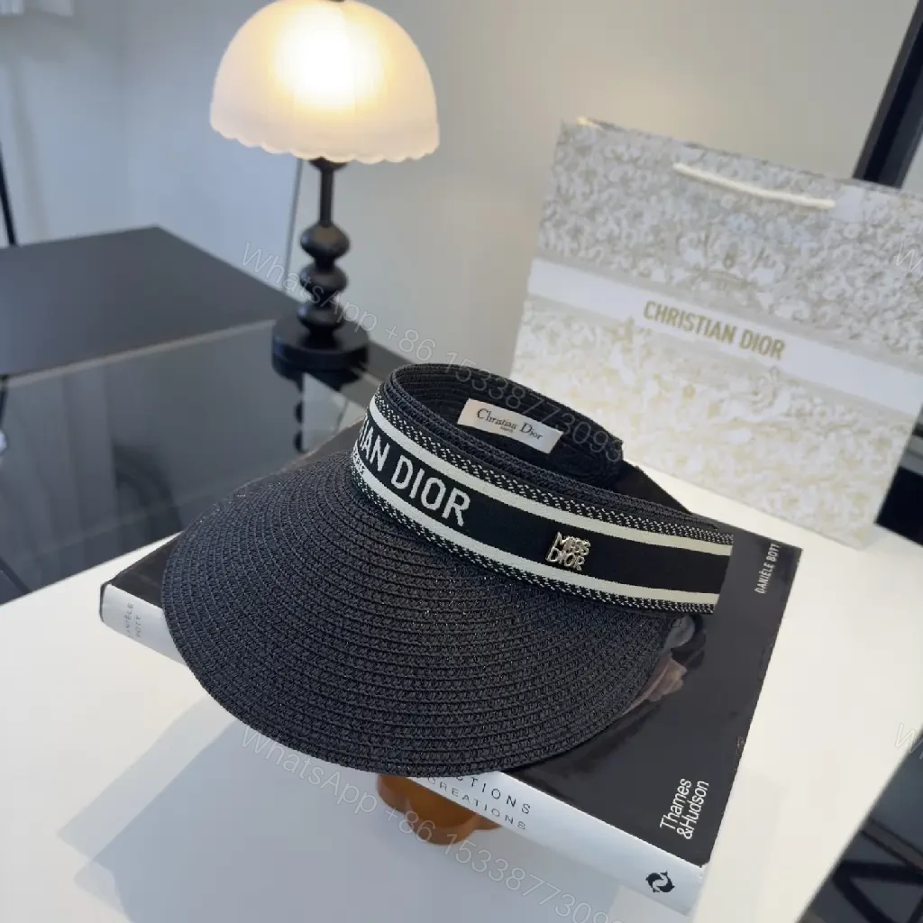 View 9 of Dark Navy Woven Straw Visor – Sporty-Casual Designer Sun Visor