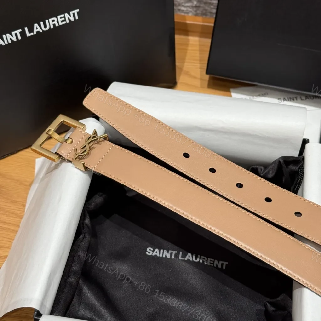 View 8 of Chic Leather Belt with Gold-Tone Hardware Belt