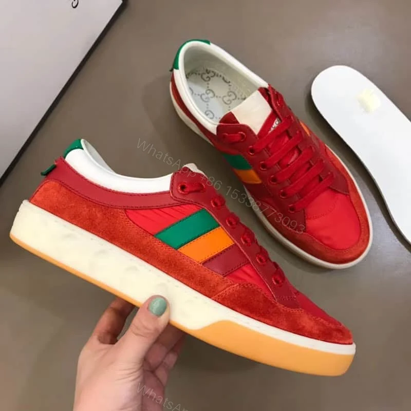 View 7 of GUCCI MEN’S RED LEATHER AND NYLON SNEAKERS – GC62