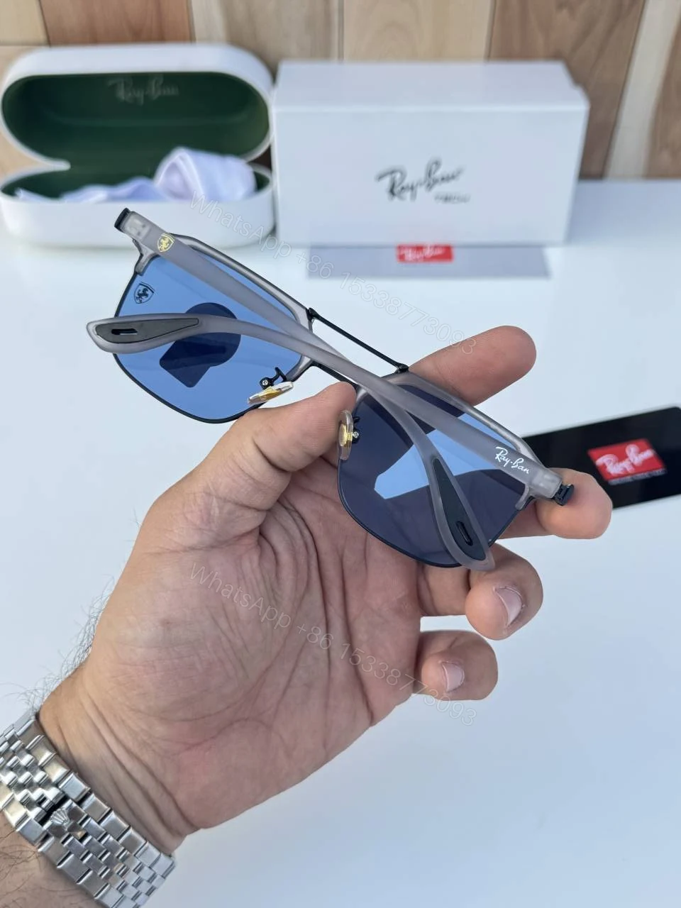 View 4 of First Copy RayBan 04 Grey Blue Sunglasses