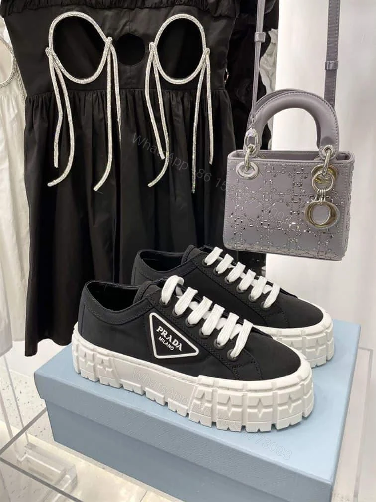 View 2 of PRADA DOUBLE WHEEL RE-NYLON GABARDINE SNEAKERS BLACK – PRD086