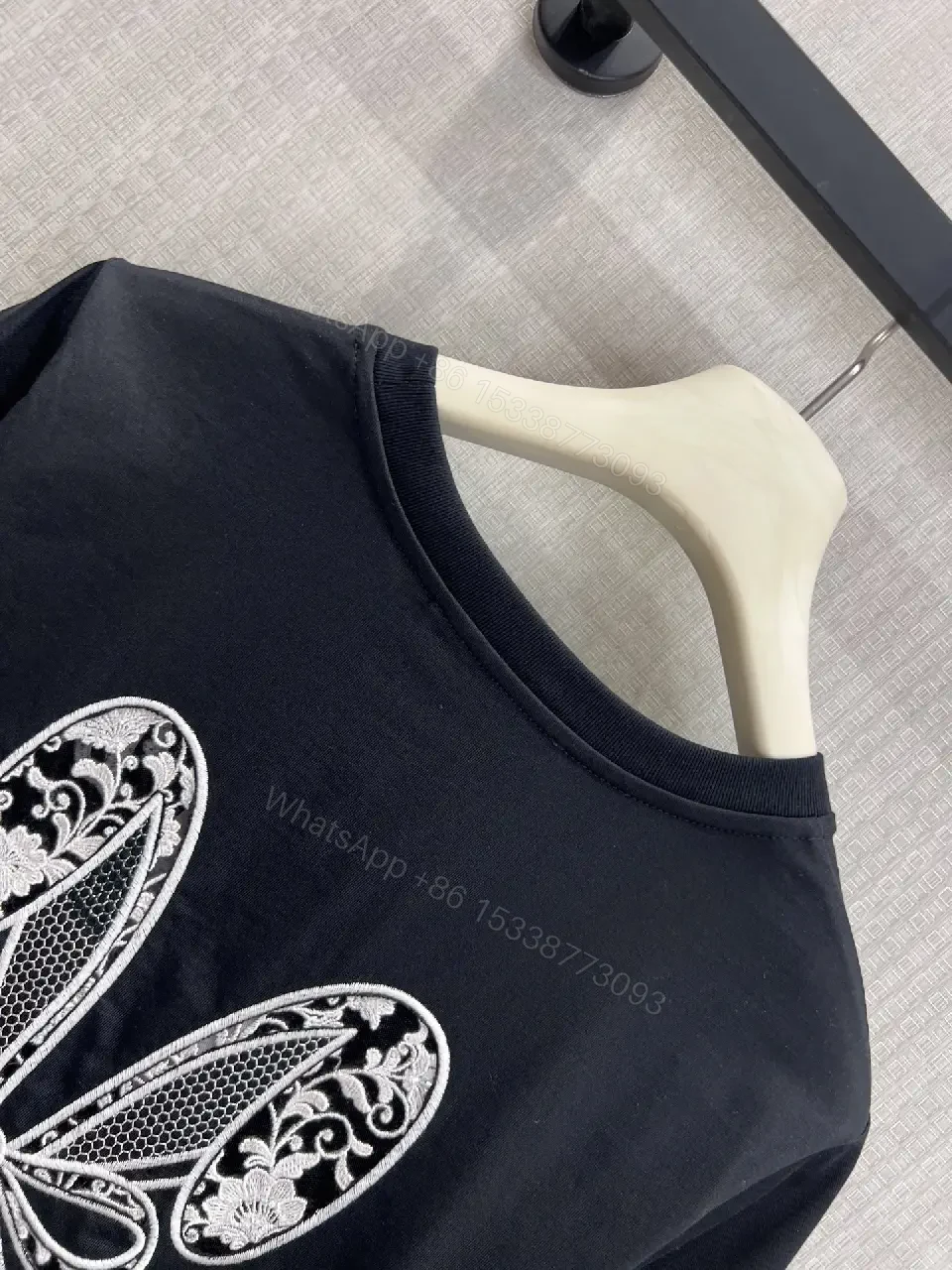 View 2 of Black Cotton T-Shirt Dior Logo, Classic Fit, Short Sleeve Tee