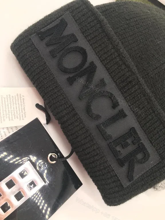 View 2 of Moncler Knit Beanie: Minimalist Texture, Warmth, Logo Patch