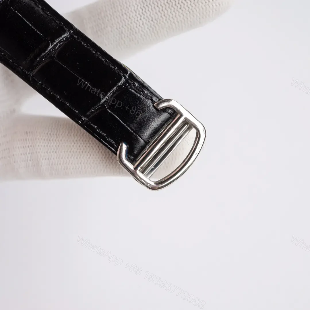 View 3 of TW Factory Cartier Tank Series W5330007 Silver Stainless Steel Watch with Black Leather Strap and Blue Sub-dials