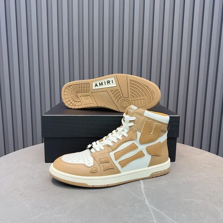 View 8 of Neutral Tan & Off-White High-Top Sneaker: Luxury Comfort