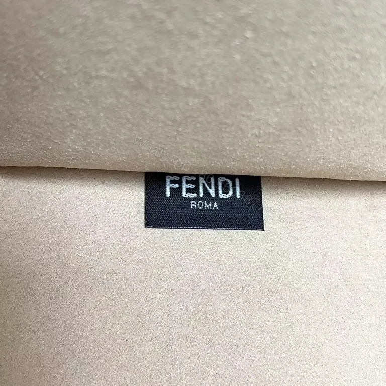 View 6 of Structured Leather Beige Fendi Monogram Bag with Gold Hardware