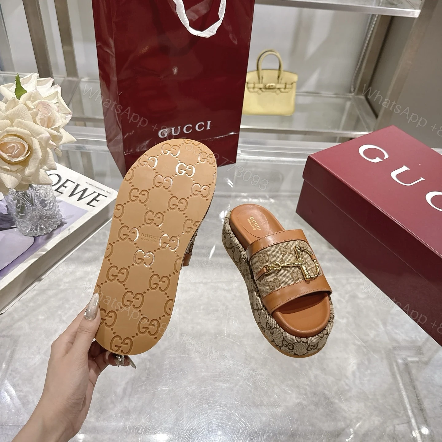 View 7 of GUCCI WOMEN’S PLATFORM SLIDES WITH HORSEBIT BROWN