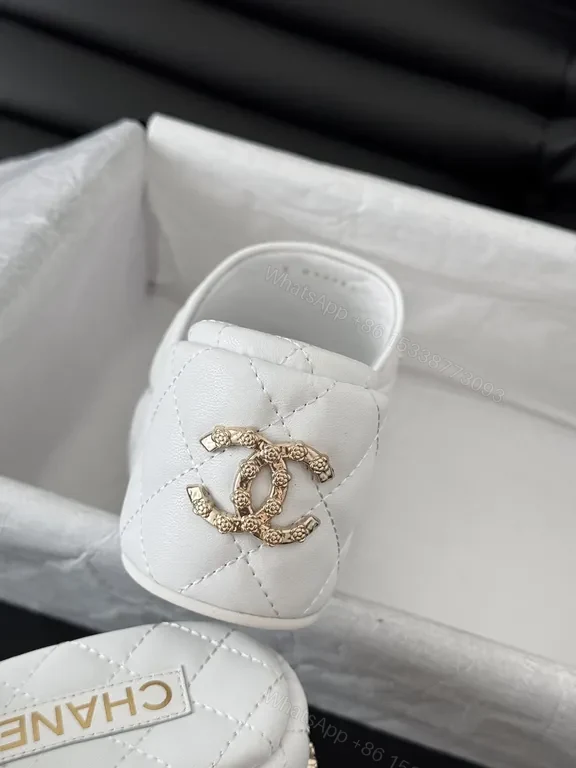 View 6 of Chanel-Inspired Quilted White Slides: All-Day Comfort