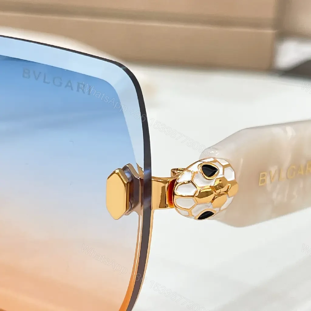 View 10 of Warm Brown Gradient Sunglasses: Gold-Tone Frame, BVLGARI Logo