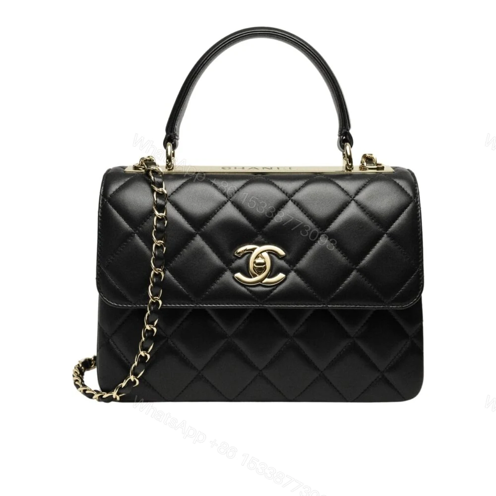 Chanel Flap Bag With Top Handle Bag With Gold Metal Black 25Cm A92236 Y60767 94305 — view 1