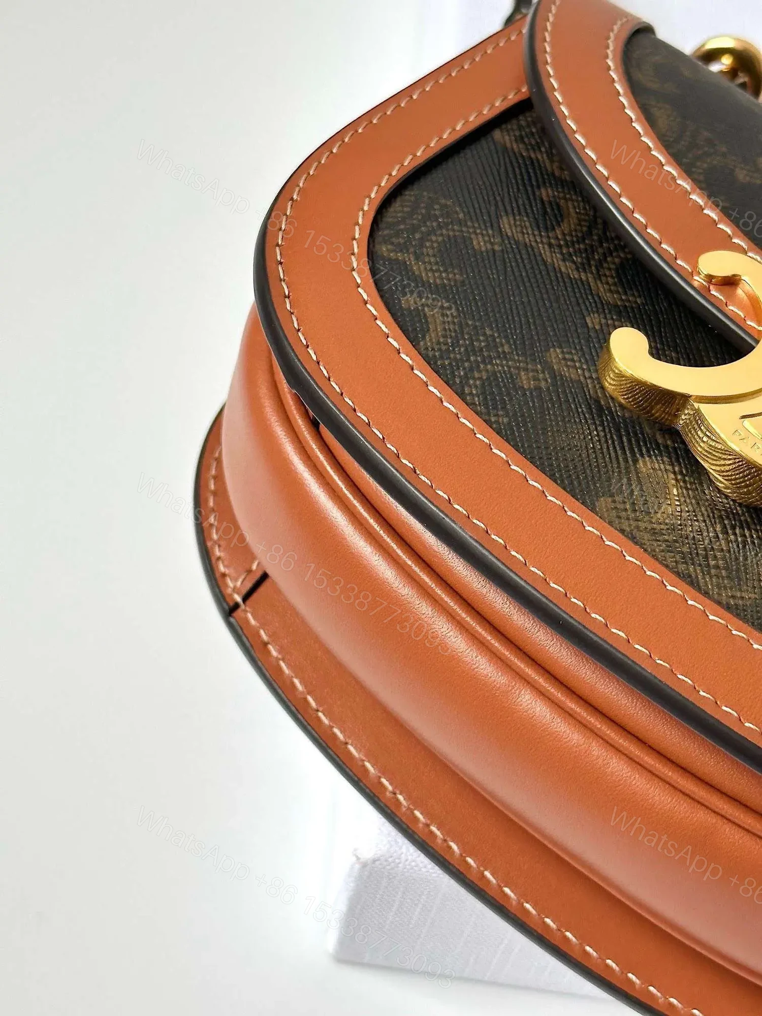 View 6 of Celine Mini Handle Replica 11 Crossbody Handbag Brown Strap 15.5x11cm