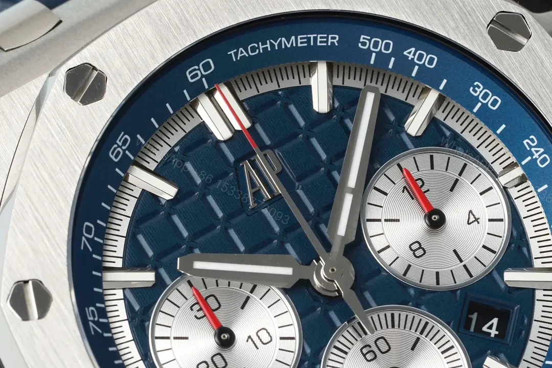 View 4 of Audemars Piguet Royal Oak Offshore Chronograph in Stainless Steel with Blue Dial and Rubber Strap