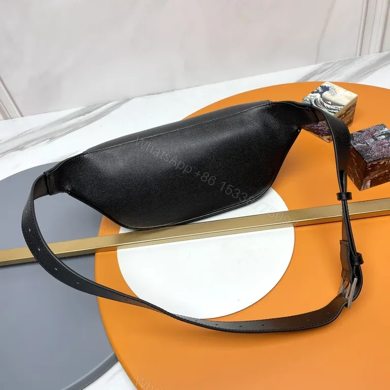 View 6 of Compact Leather Belt Bag with YSL Hardware - Noir Style