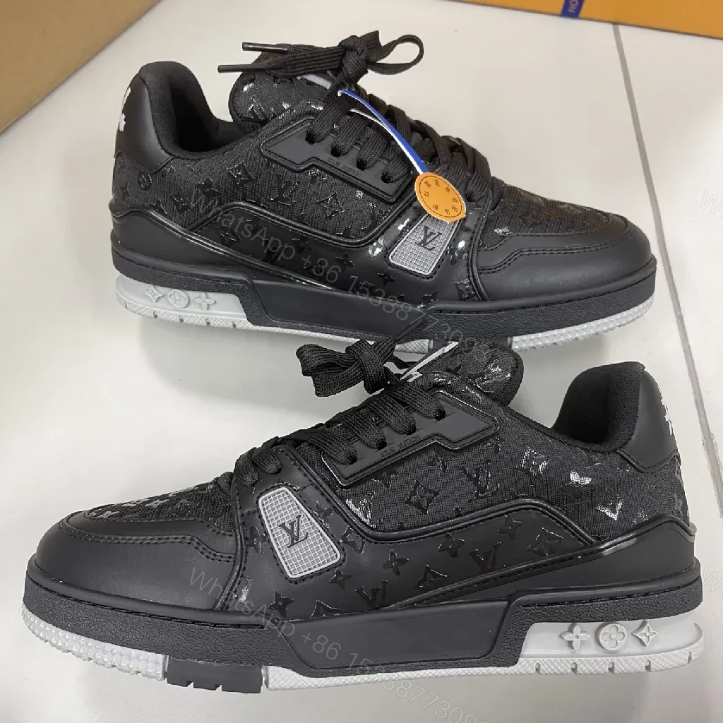 View 3 of Patterned Black Sneakers with Subtle Designer-Inspired Details
