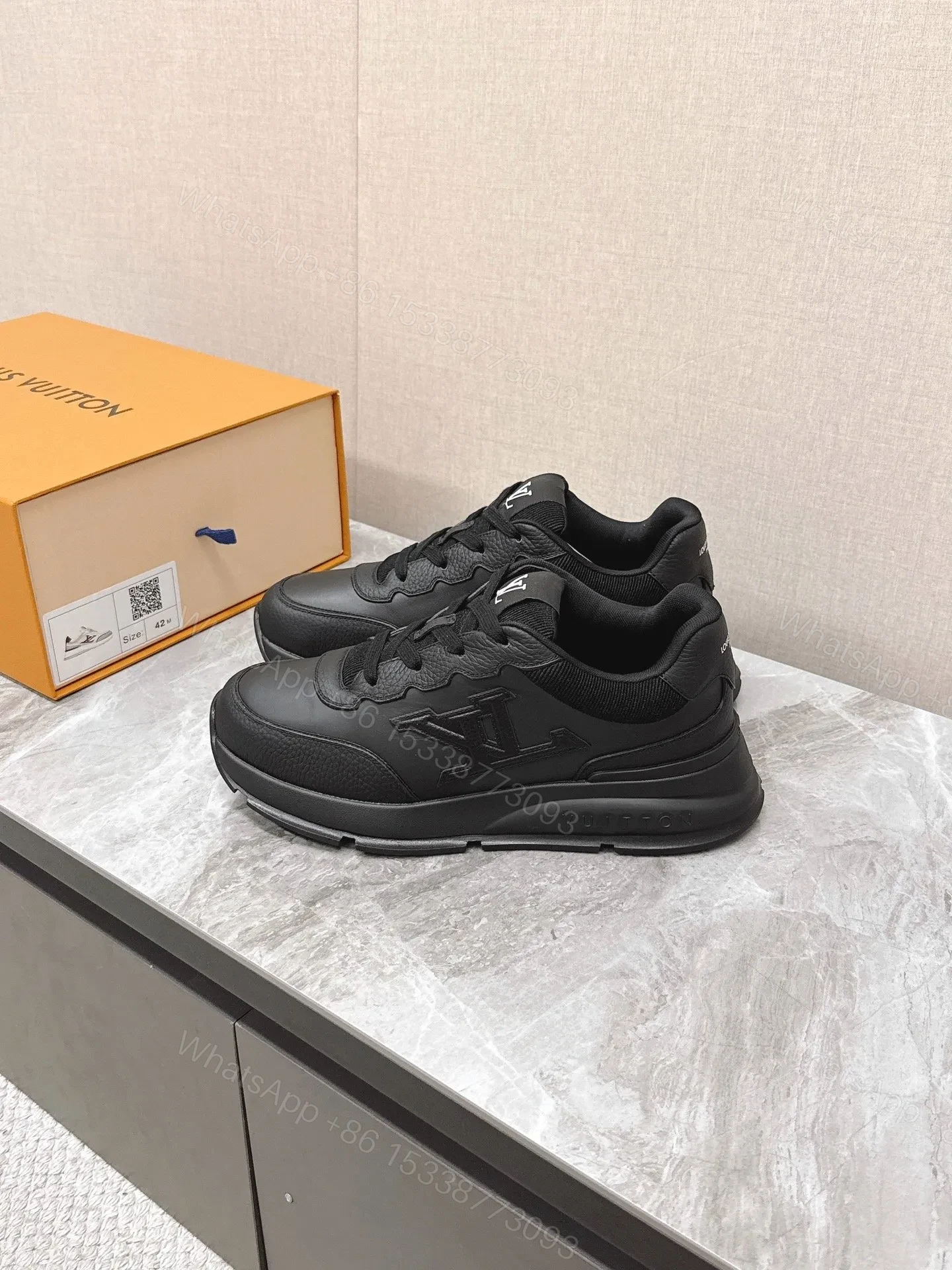 View 5 of LV Women Black Leather Sneakers