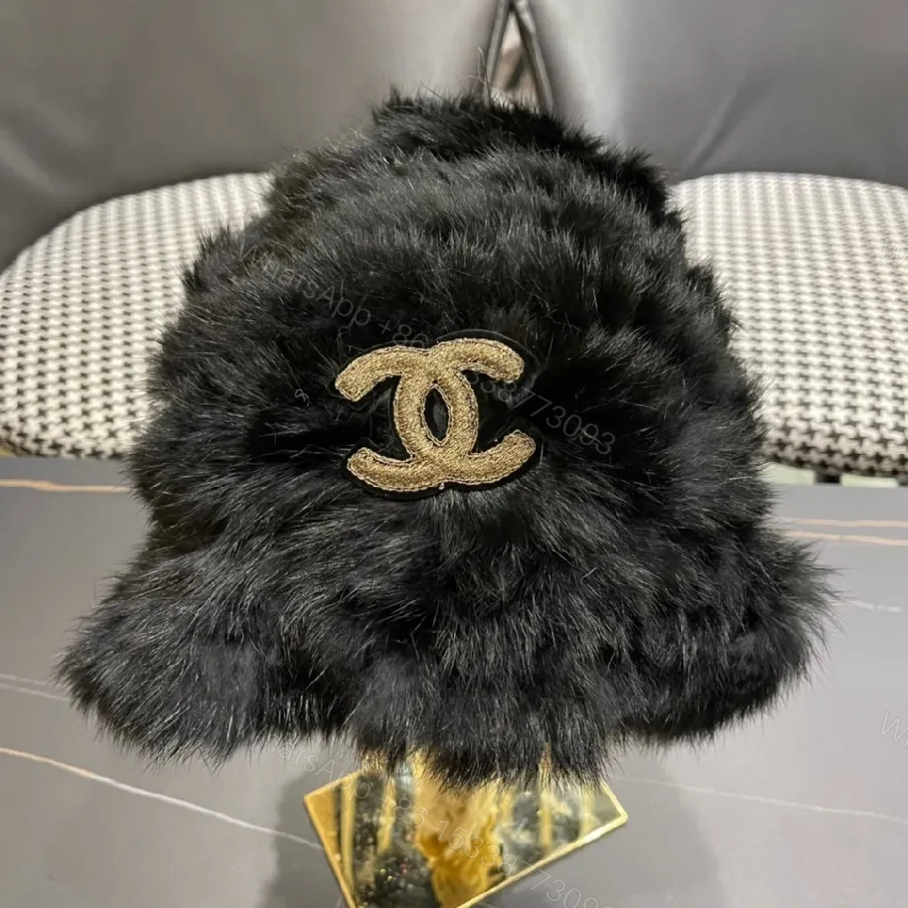 Lux Fur-Trim Pom-Pom Bag Charm: Gold Emblem Accent — view 1
