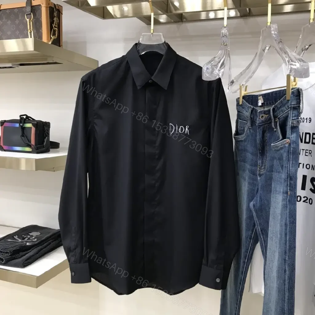 Minimal Black Shirt Jacket with Subtle Logo Button Front — view 1