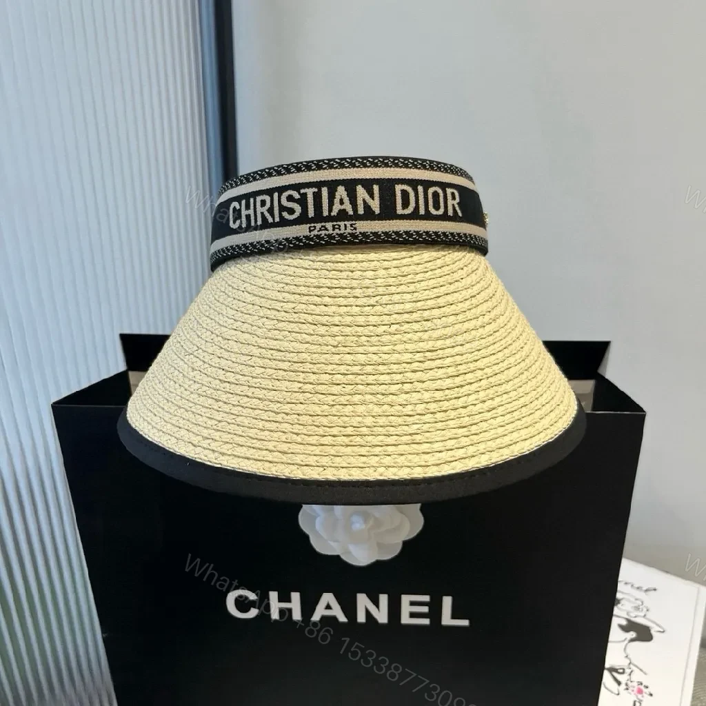 View 2 of Straw Visor with Dior Band: Luxe Resort-Ready Shade